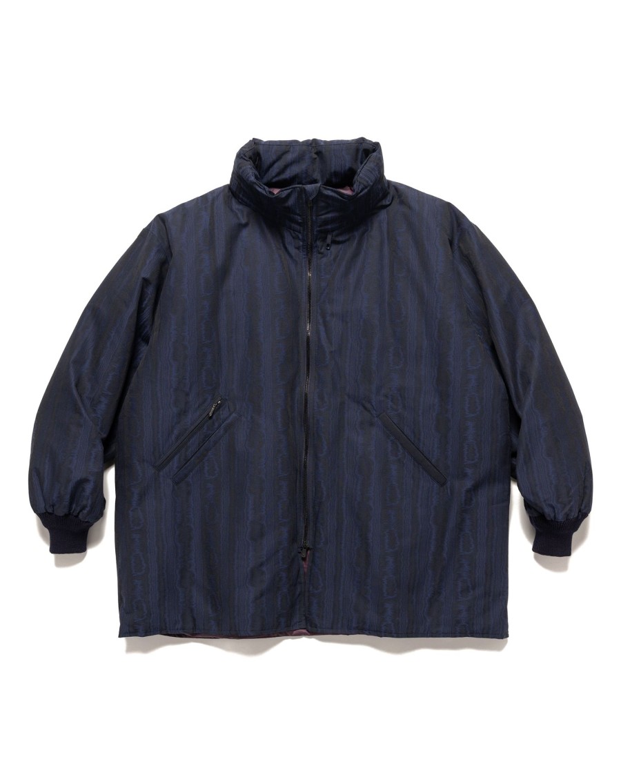 Best Hooded Down Sur Coat-C/Pe Moire Stripe Jq. Blue Outerwear