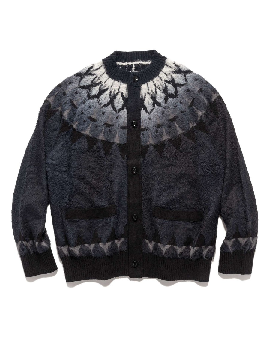 Wholesale Jacquard Knit Cardigan Black Knits