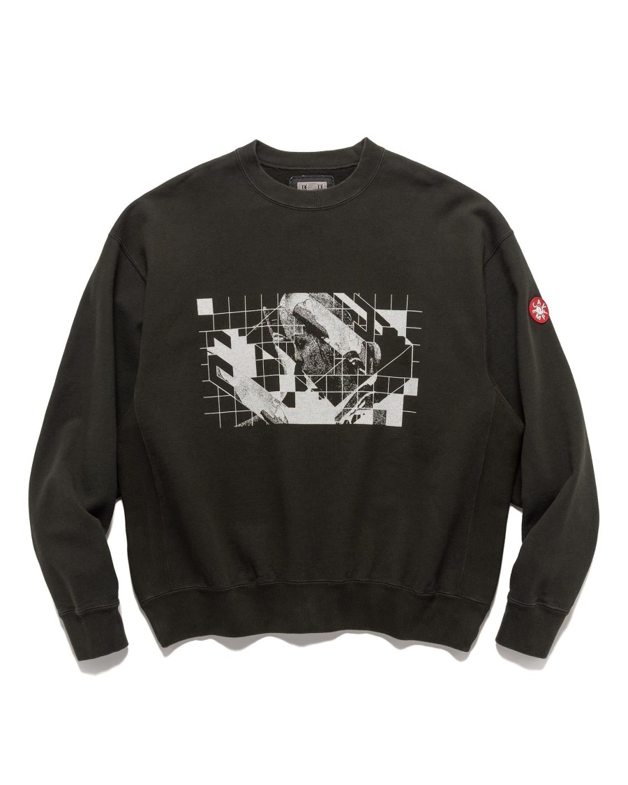 Hot Washed Dimensions Crew Neck Black Sweaters