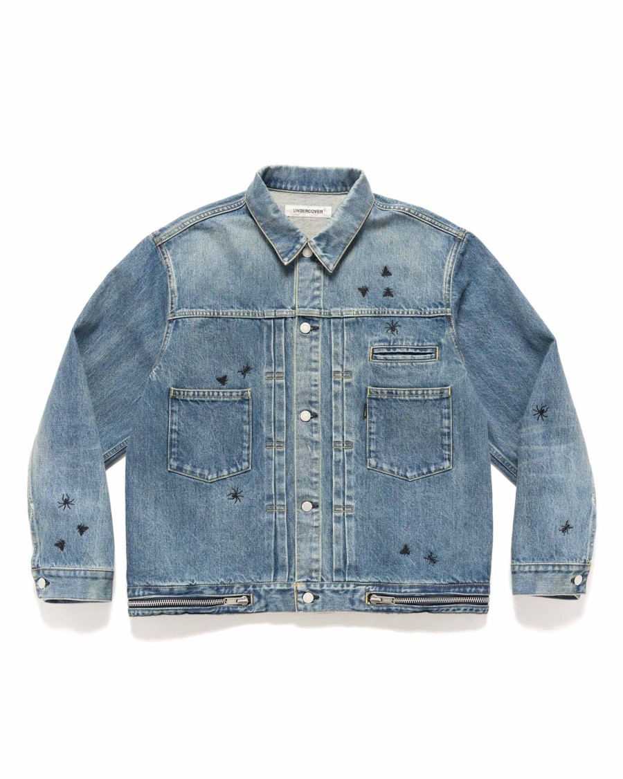 Clearance Up1D4203 Blouson Light Blue Indigo Outerwear