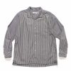 Hot Officer L/S Shirt Cotton Broad London Stripe Black Shirts