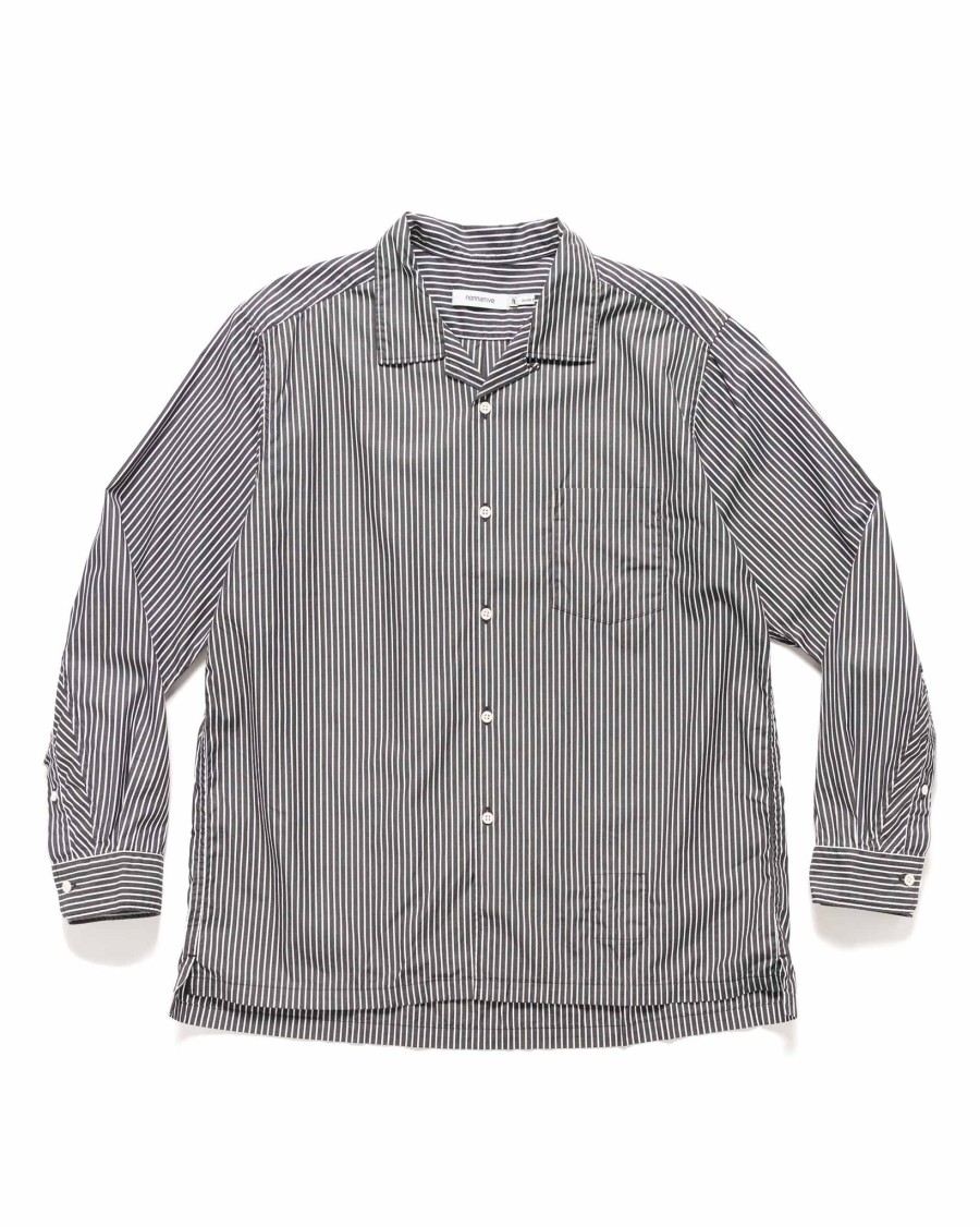 Hot Officer L/S Shirt Cotton Broad London Stripe Black Shirts