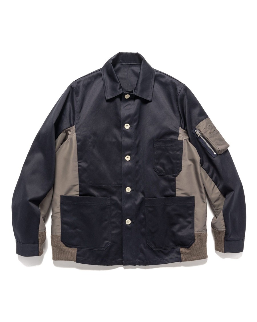 Online Cotton Chino X Nylon Twill Blouson Navy X Taupe Outerwear