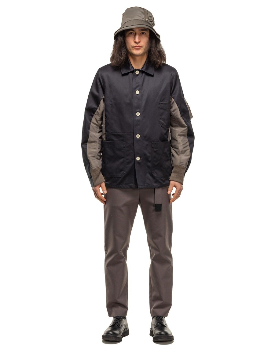 Online Cotton Chino X Nylon Twill Blouson Navy X Taupe Outerwear