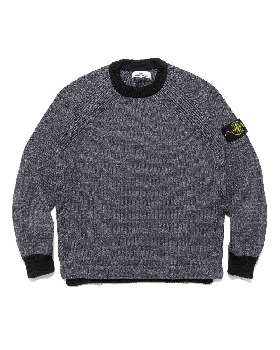 Clearance Color Sprayed Tape Crewneck Knit Black Knits