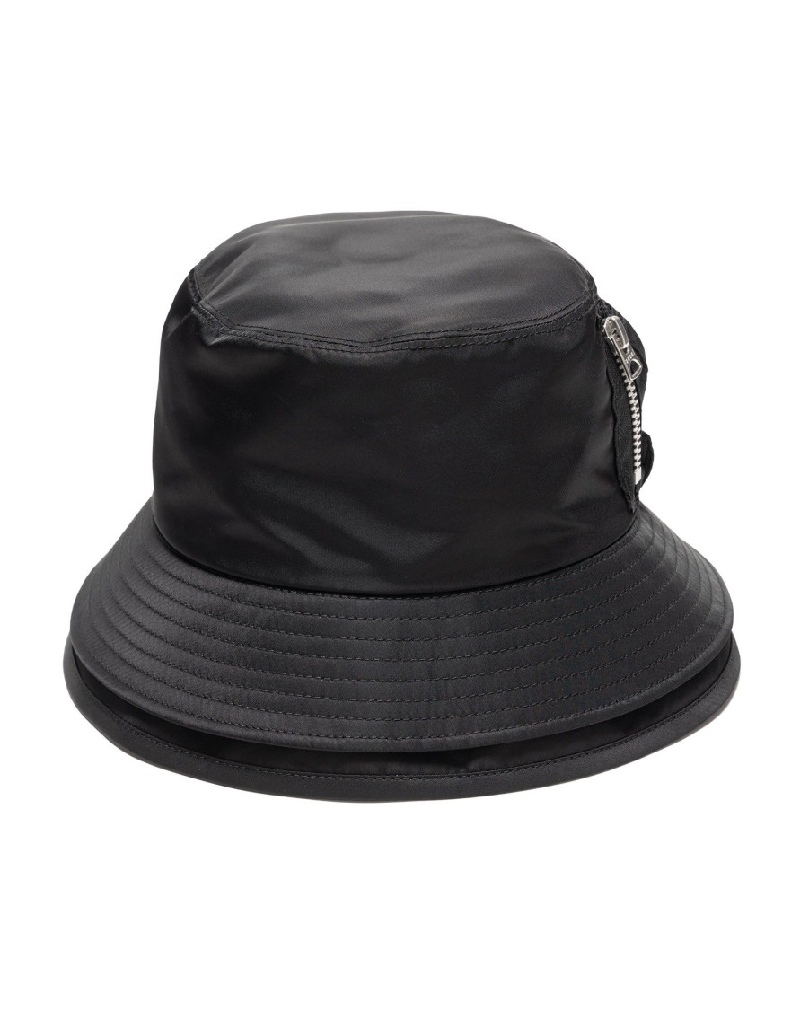 Clearance Pocket Double Brim Hat/Nylon Twill Black Accessories