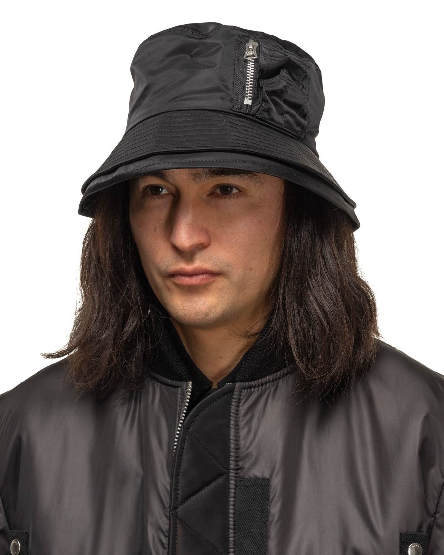 Clearance Pocket Double Brim Hat/Nylon Twill Black Accessories