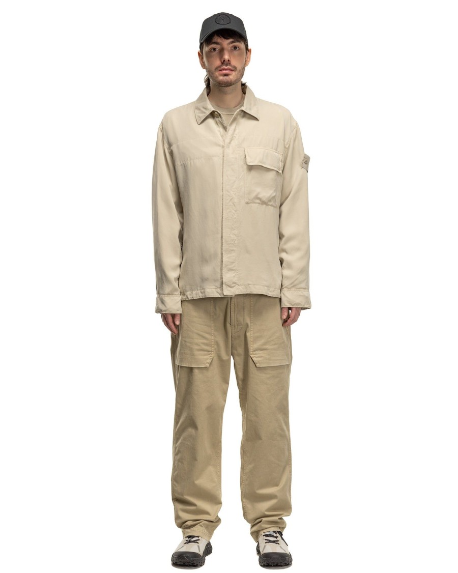 Online Ghost Piece Cupro Raso Comfort Fit Overshirt Beige Outerwear