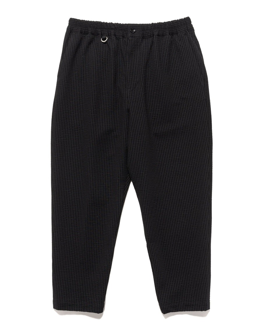 Hot High Gauge Wave Stripe Cropped Tapered Easy Pants Black Bottoms