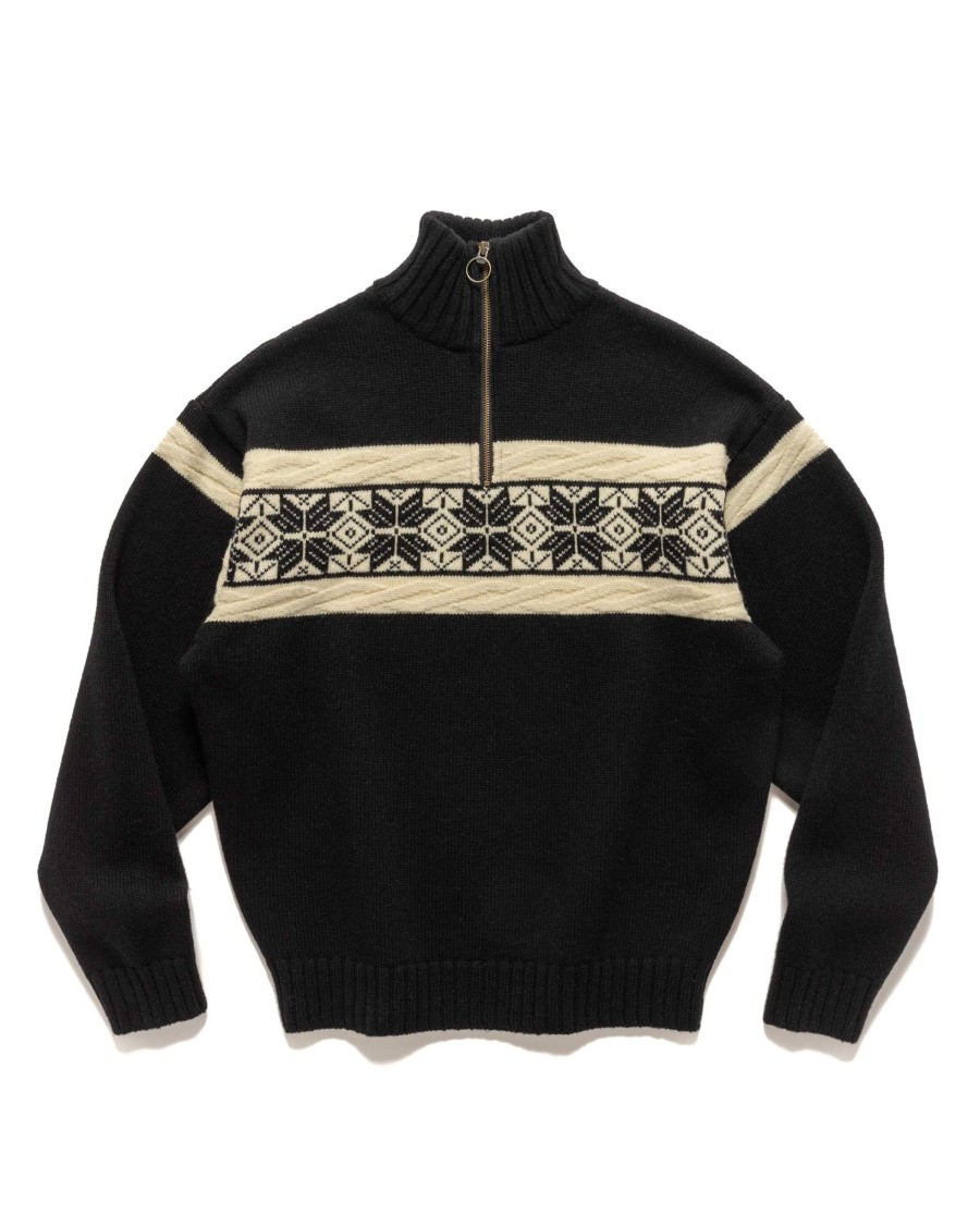 New 5G Wool Snow Half Zip Sweater Black Knits