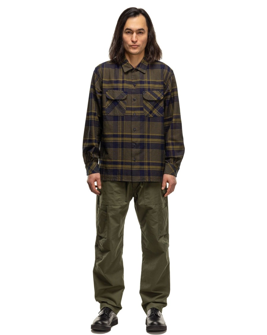 Hot Classic Shirt Cotton Plaid Navy/Olive Shirts