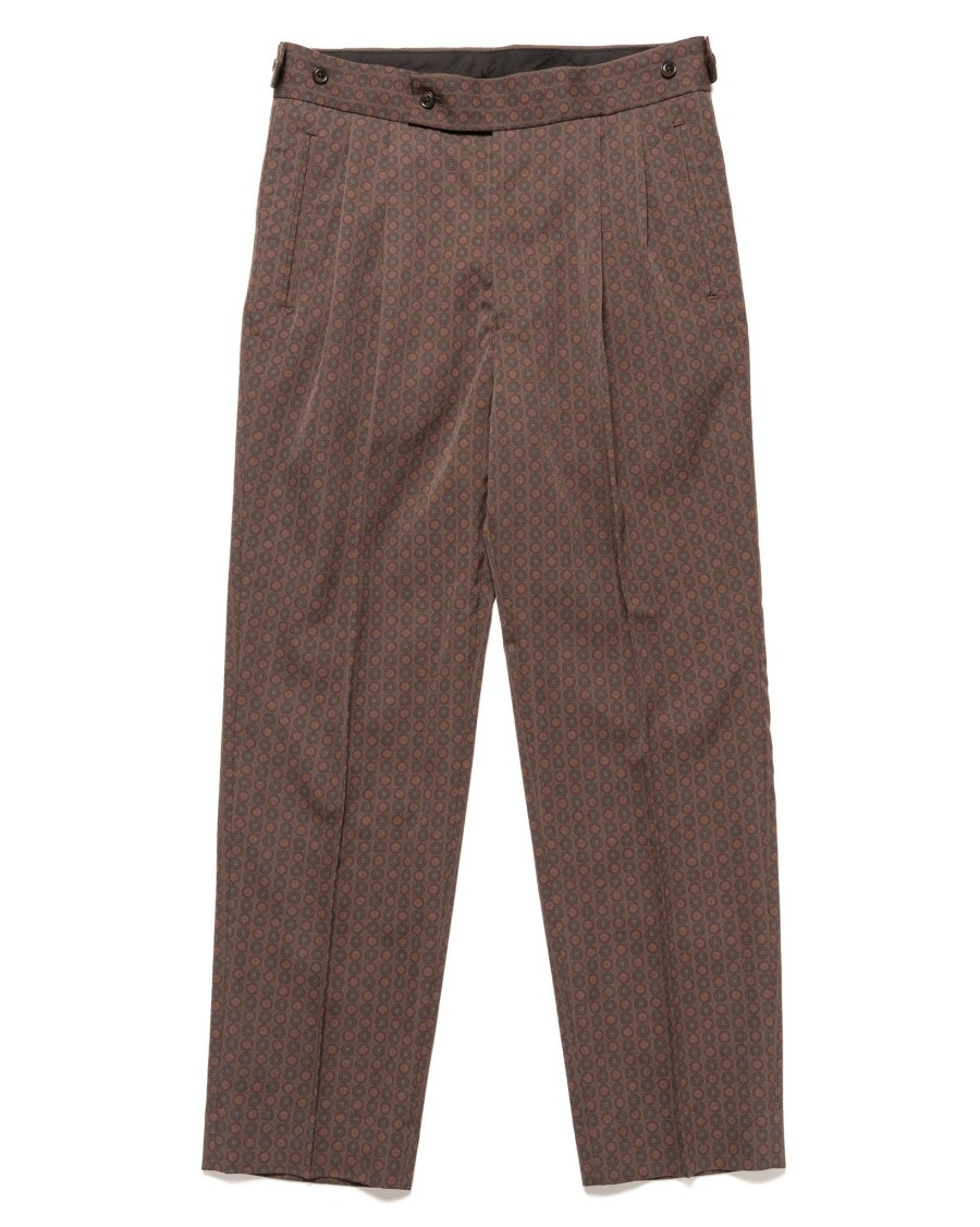 Best Tucked Side Tab Trouser-Wool Gabardine/Printed Brown/Fine Pattern Bottoms