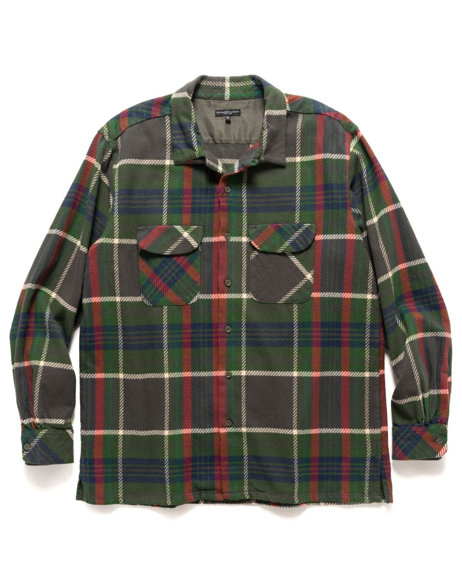 Online Classic Shirt Cotton Heavy Twill Plaid Olive Shirts