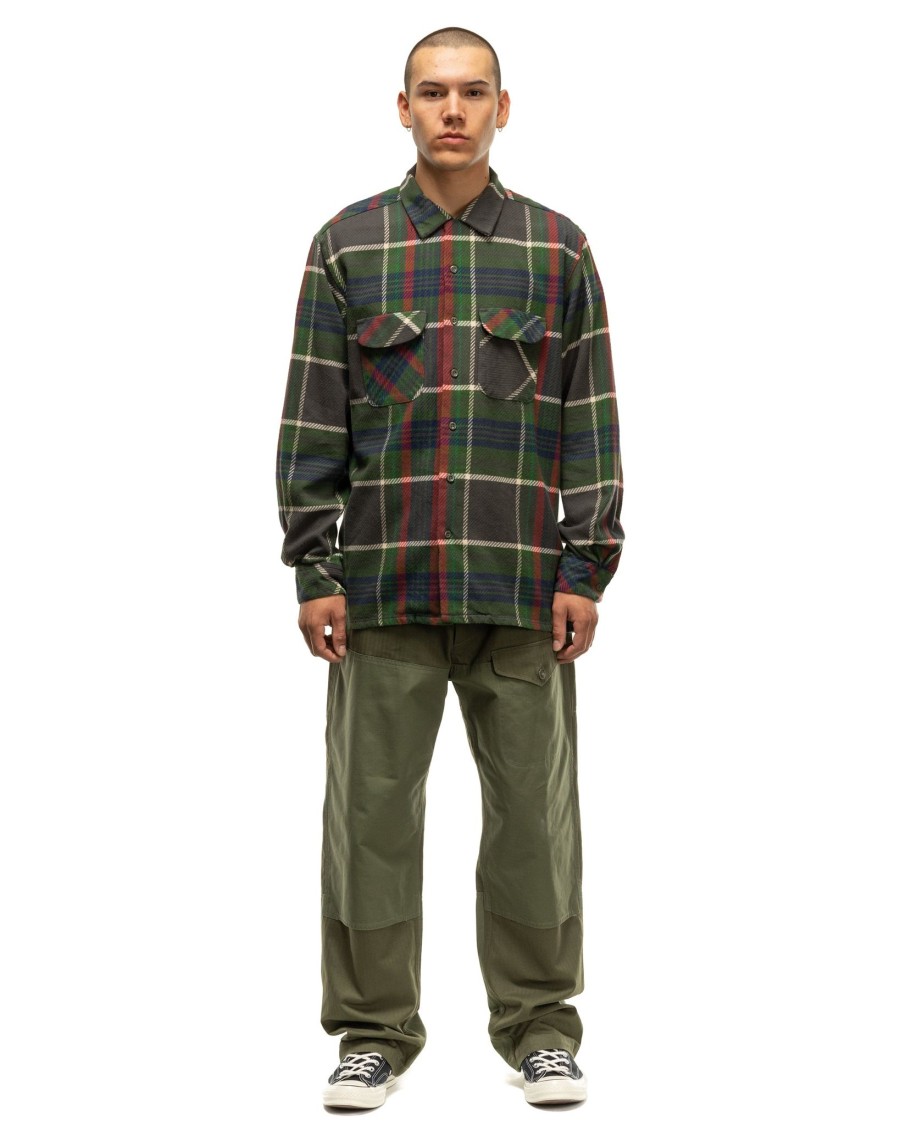 Online Classic Shirt Cotton Heavy Twill Plaid Olive Shirts