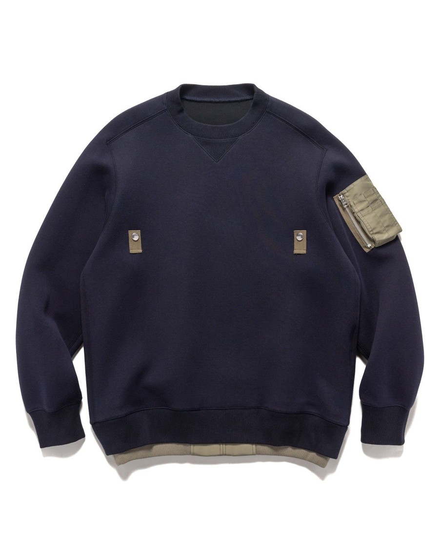 Best Sponge Sweat X Nylon Twill Pullover Navy Sweaters