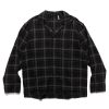 New Open Collar Shirt Jacket Black Plaid Outerwear