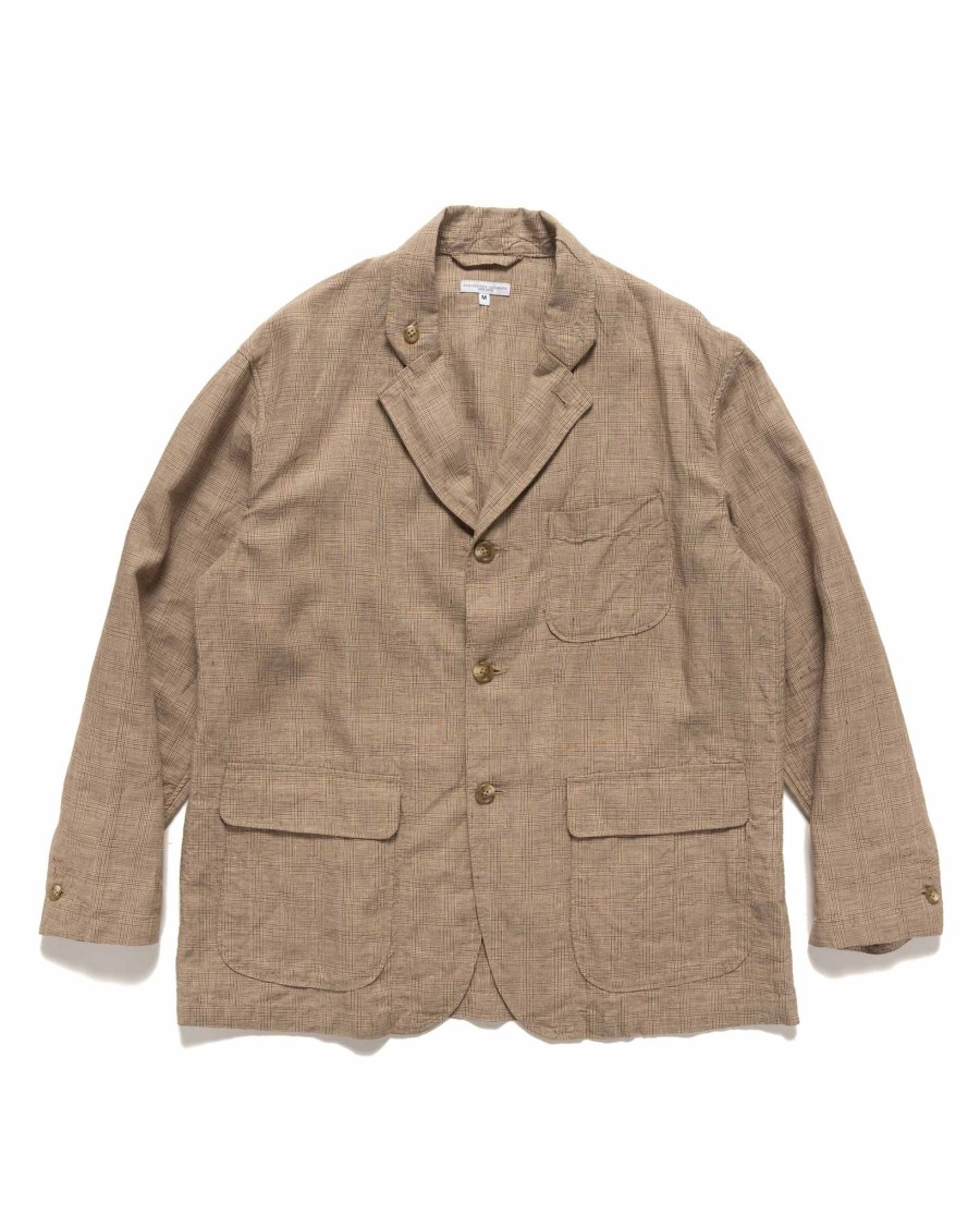 Hot Loiter Jacket Linen Glen Plaid Beige Outerwear