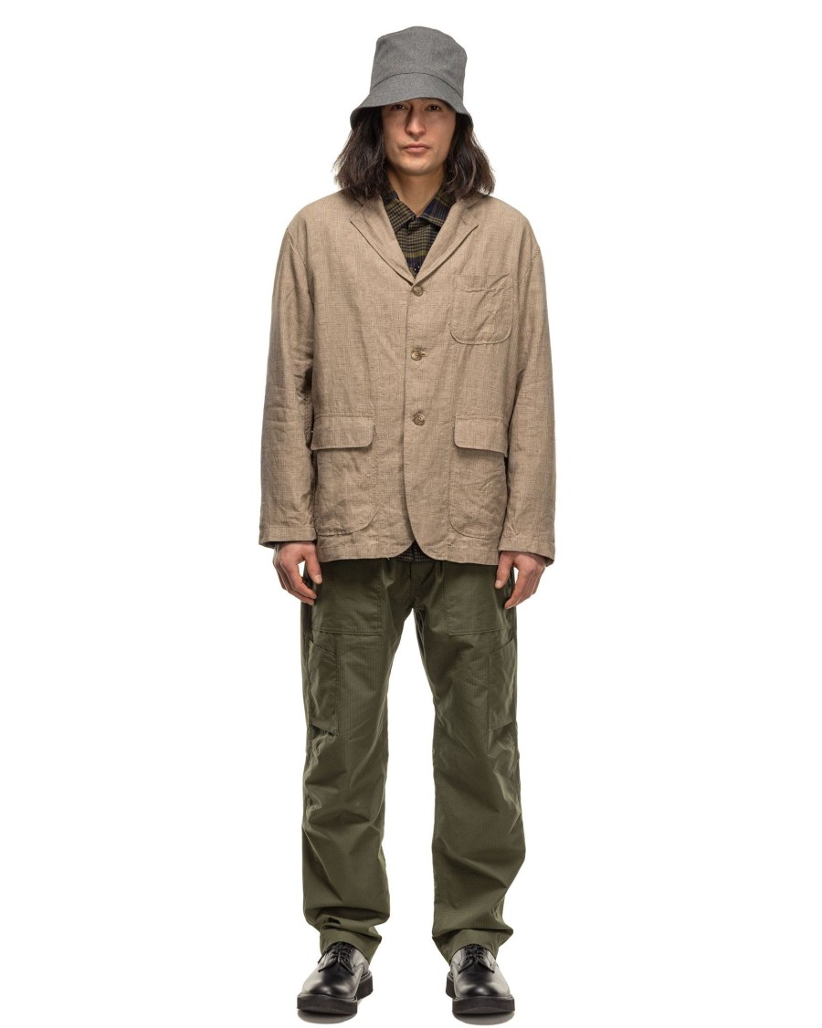 Hot Loiter Jacket Linen Glen Plaid Beige Outerwear