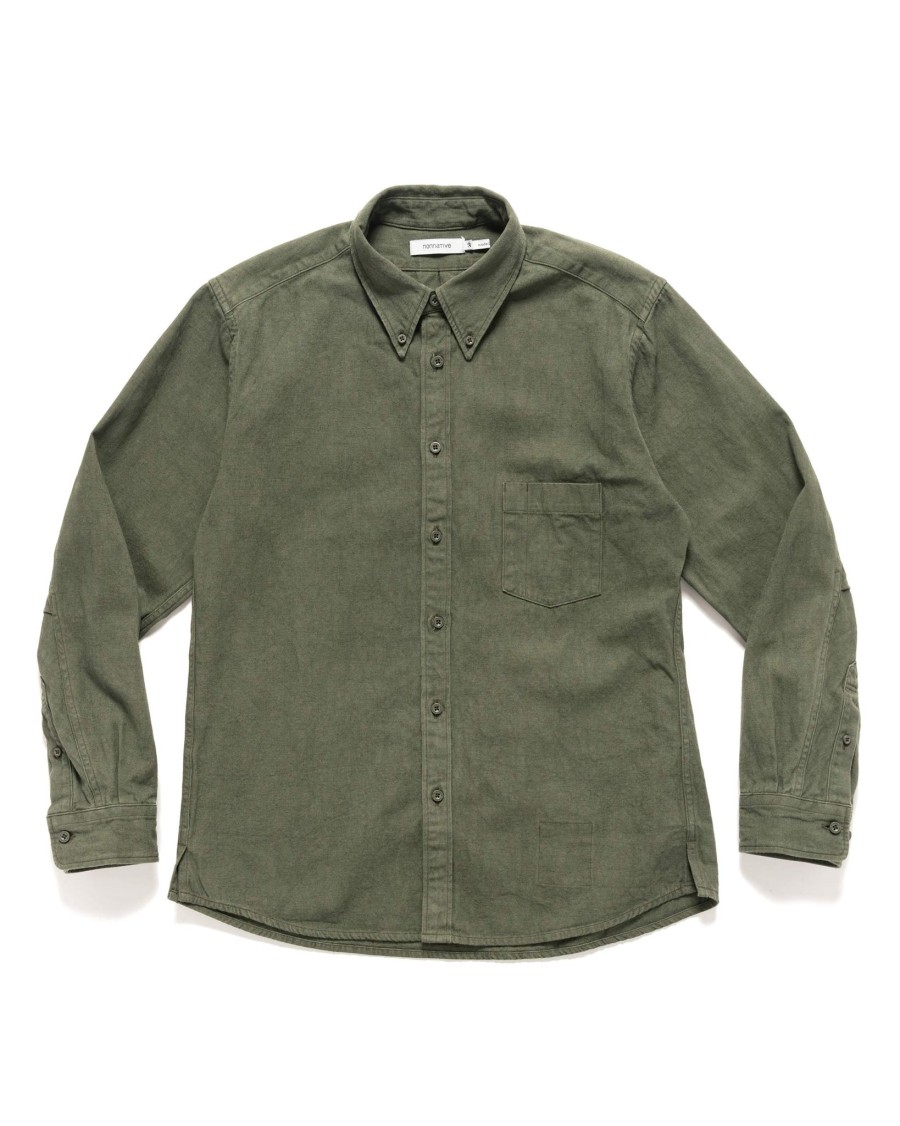 Hot Dweller L/S B.D. Shirt C/L Oxford Olive Shirts