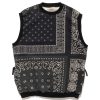 Wholesale 30/-Swt Knit Bandanna Big Vest Black Sweaters