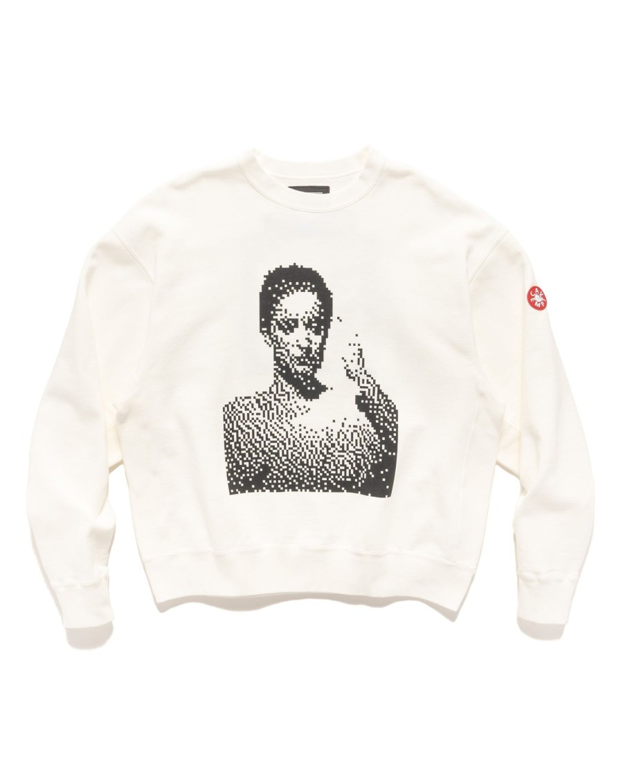 Clearance Degradation Crew Neck White Sweaters