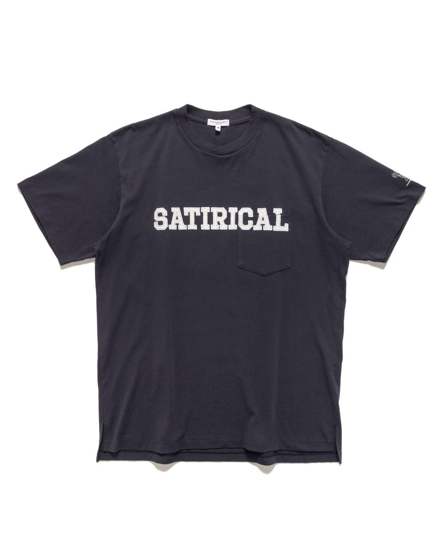 Wholesale Printed Cross Crew Neck Pocket T-Shirt Satirical Navy T-Shirts