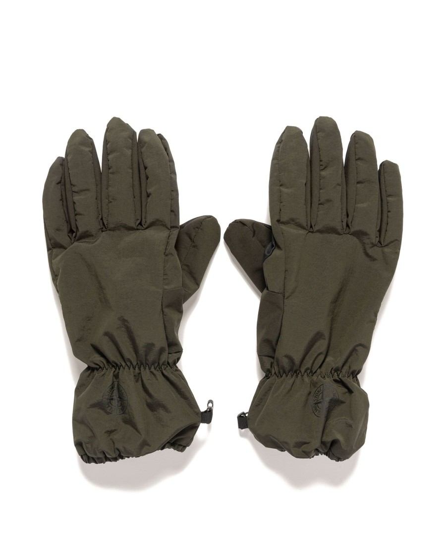 Clearance Nylon Metal Gloves In Econyl Regenerated Nylon Olive Accessories