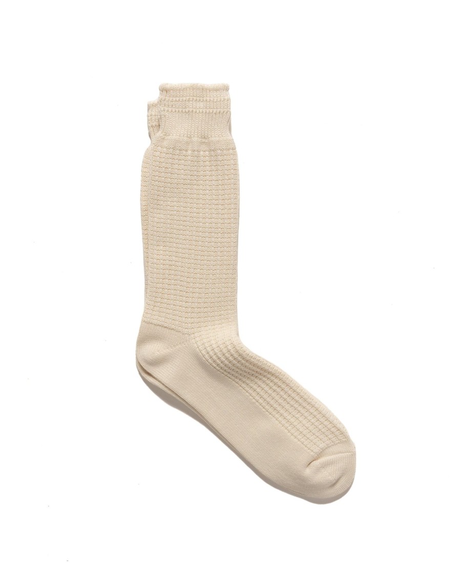 Clearance Cotton Waffle Crew Socks Raw White Accessories