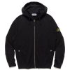 Online Old' Treatment Hooded Full Zipper Sweatshirt Black Sweaters