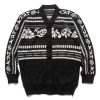 Wholesale Floral Jacquard Knit Cardigan Black X White Knits