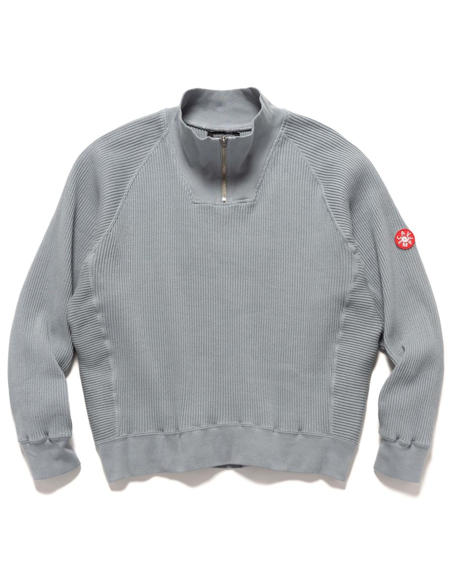 Best Overdye Wide Rib Cut Half Zip Grey Sweaters