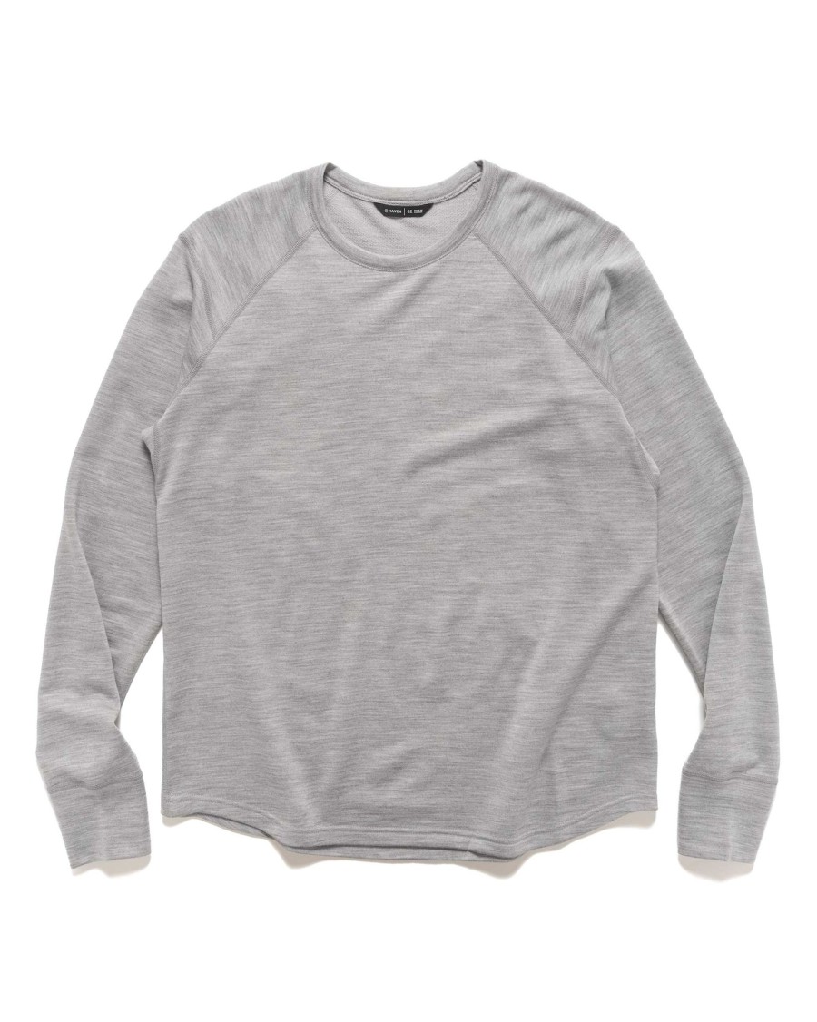 Hot Base Crewneck-Merino Wool Terry Heather Grey Sweaters