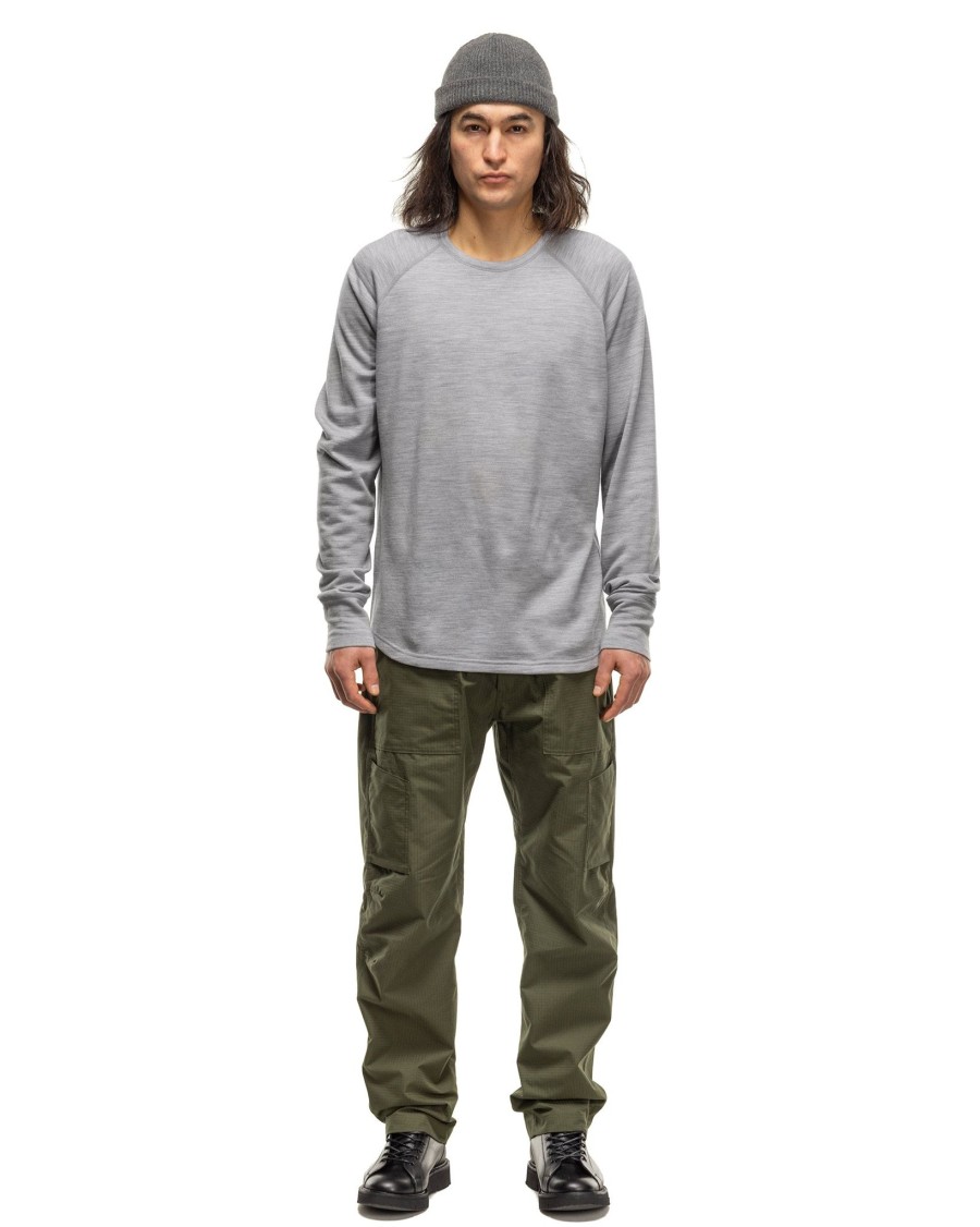 Hot Base Crewneck-Merino Wool Terry Heather Grey Sweaters