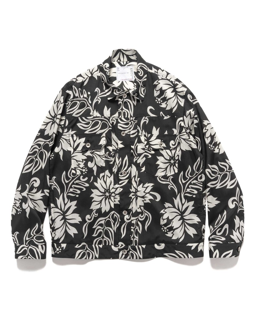 Clearance Floral Print Blouson Black Outerwear