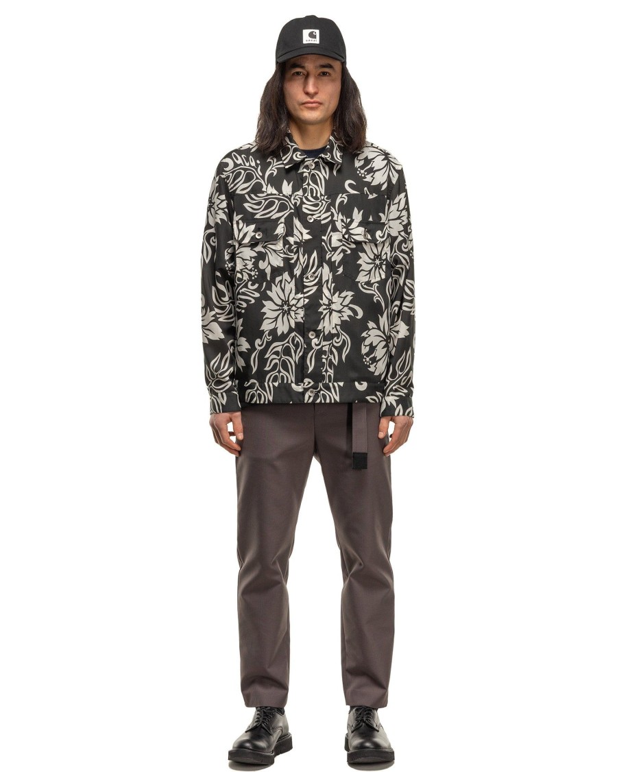 Clearance Floral Print Blouson Black Outerwear