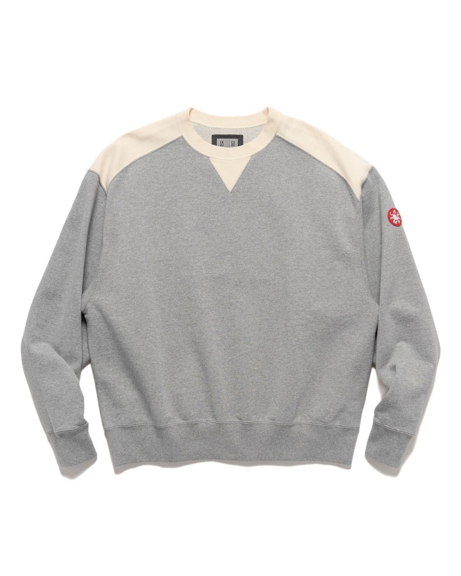 Clearance Panel Shoulder Crew Neck Grey Sweaters