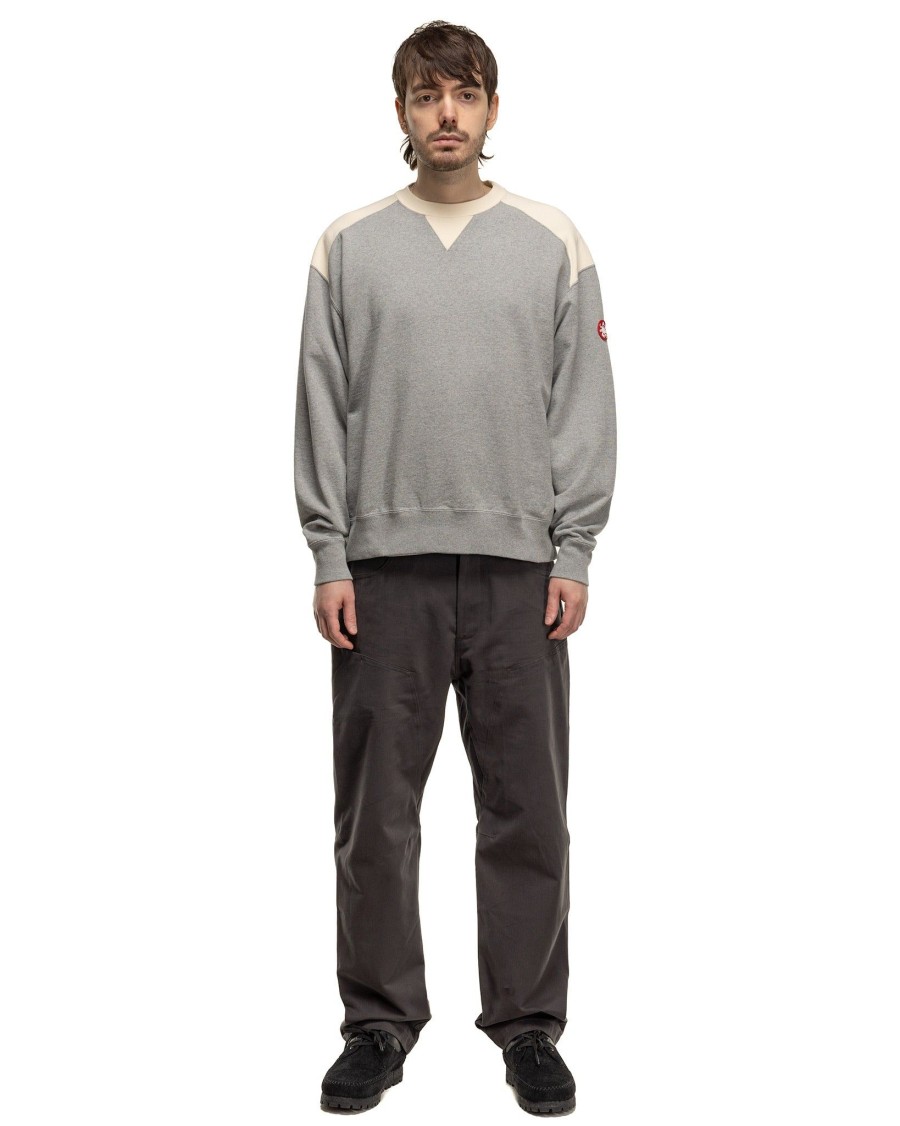 Clearance Panel Shoulder Crew Neck Grey Sweaters