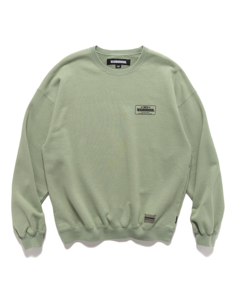 New Classic Sweat Shirt Ls Sage Green Sweaters