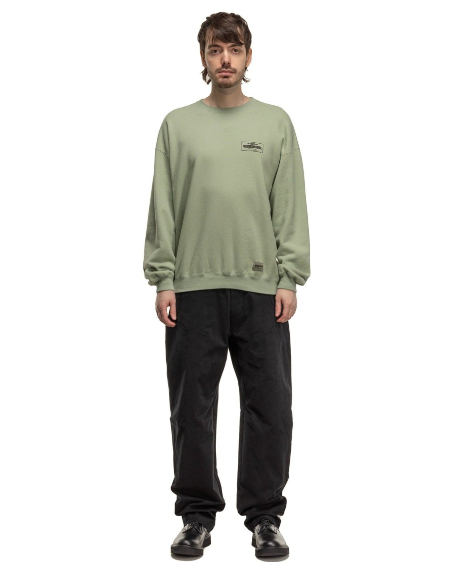 New Classic Sweat Shirt Ls Sage Green Sweaters