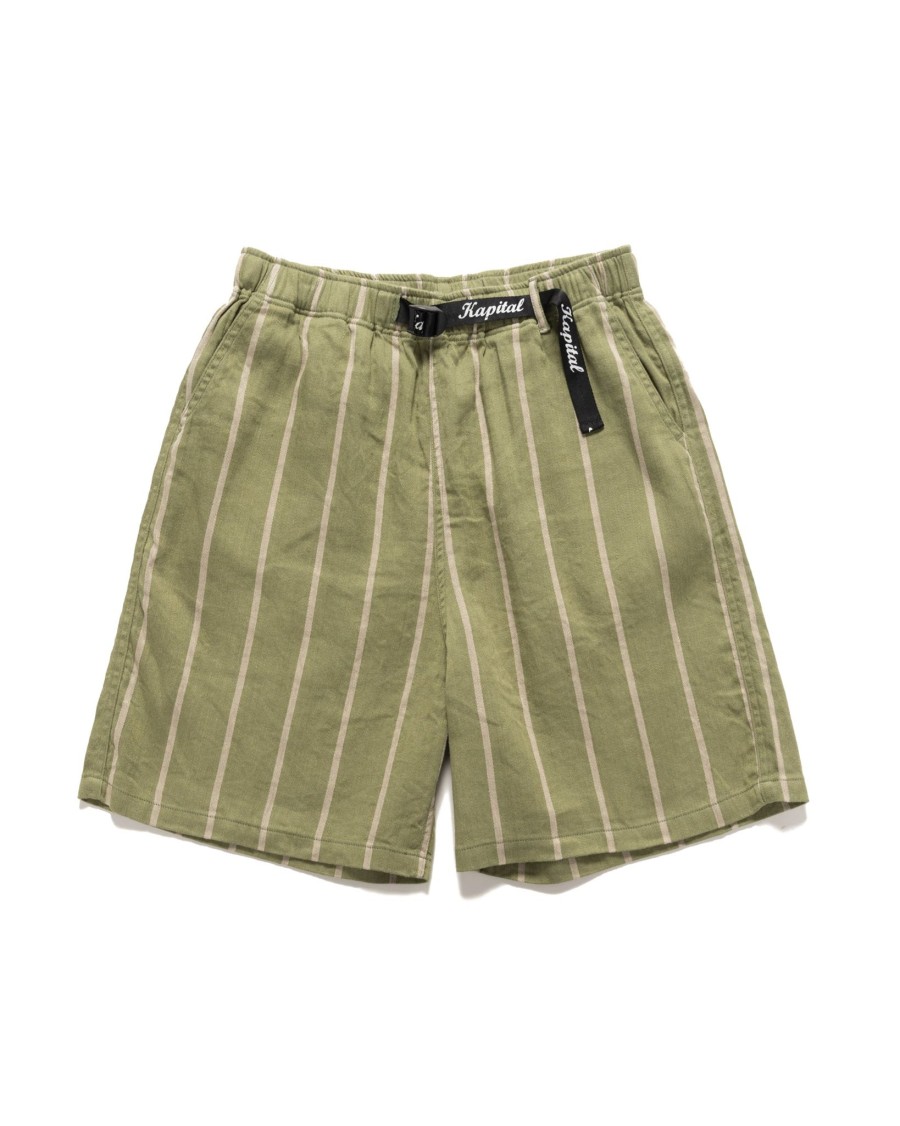 Hot Linen Phillies Stripe Easy Shorts Khaki Bottoms