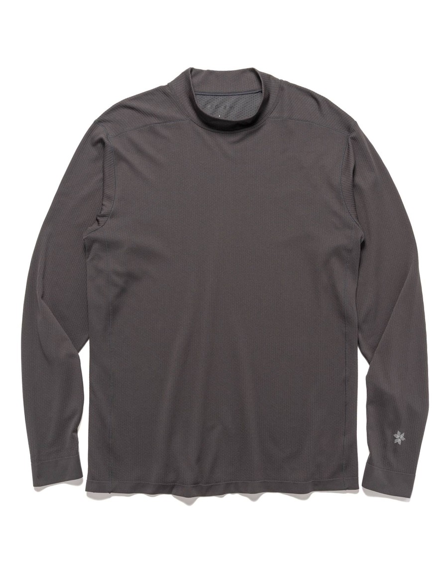 Clearance Convexity Comfort Mock Neck L/S Shirt Deep Charcoal T-Shirts