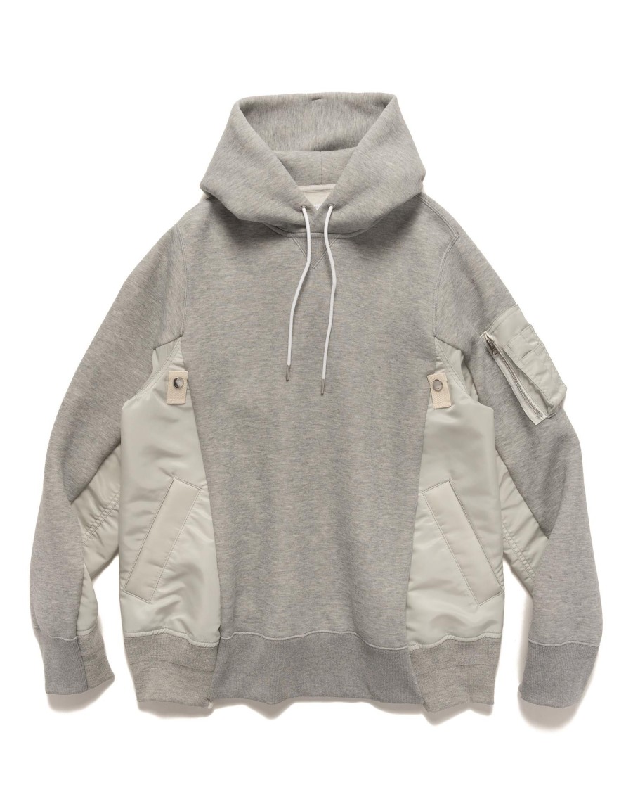 Online Sponge Sweat X Nylon Twill Hoodie Light Grey Sweaters