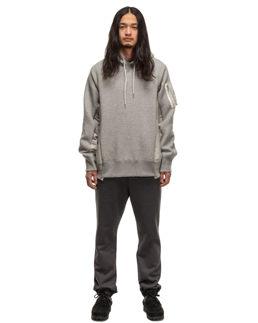 Online Sponge Sweat X Nylon Twill Hoodie Light Grey Sweaters