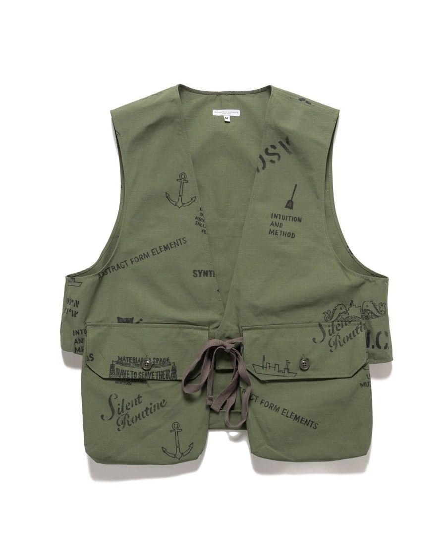 New Fowl Vest Graffiti Print Ripstop Olive Outerwear