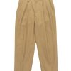 Online High Twisted Washer Cotton Serge Wide Tapered Pants Beige Bottoms