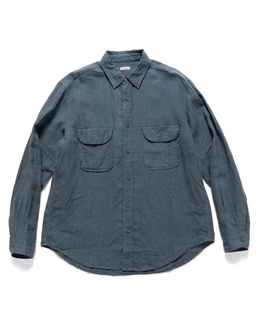 Wholesale Linen Clip Shirt Blue Grey Shirts