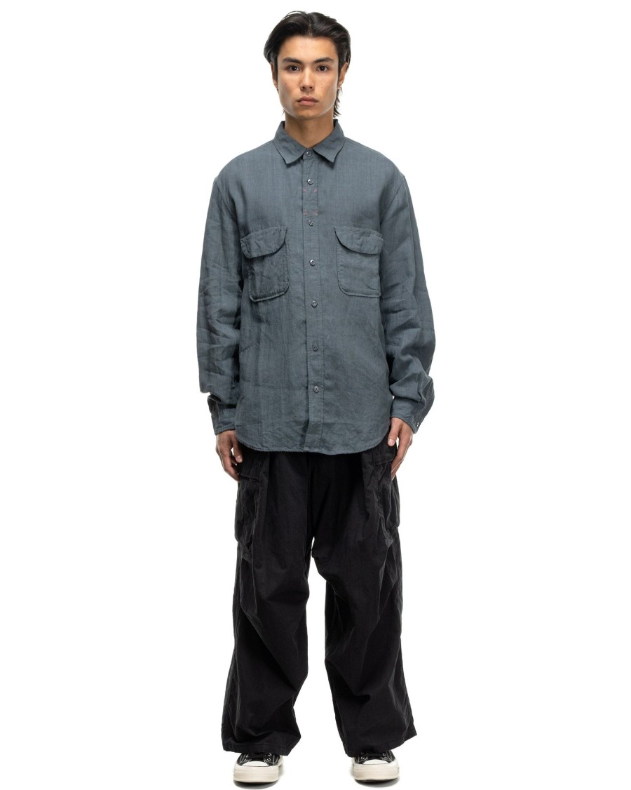 Wholesale Linen Clip Shirt Blue Grey Shirts