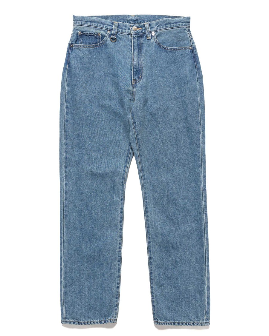 Online Washed Linen Denim Standard Pants Light Indigo Bottoms