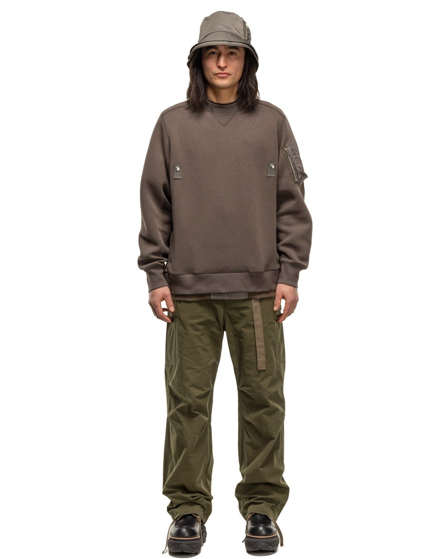 Hot Sponge Sweat X Nylon Twill Pullover Taupe Sweaters