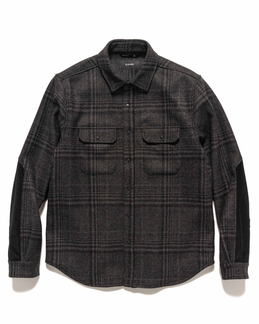 Clearance Crescent Shirt-Loro Piana Zelander® Merino Wool Flannel Black Shirts